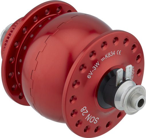 SON 28 disc center lock hub dynamo - red/36 hole