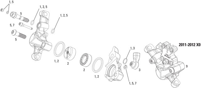 Avid Elixir X0 Brake Caliper Spare Parts - 1/universal