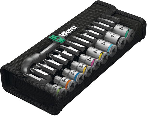 Carraca con juego de llaves de vaso/bits Zyklop Switch Metal 1/4" - plata/universal