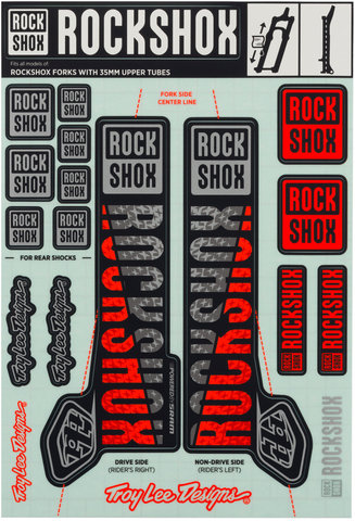 RockShox Autocollants Troy Lee Designs Pike/Lyrik/Yari/Domain/Revelation 2018 - silver-orange/35 mm