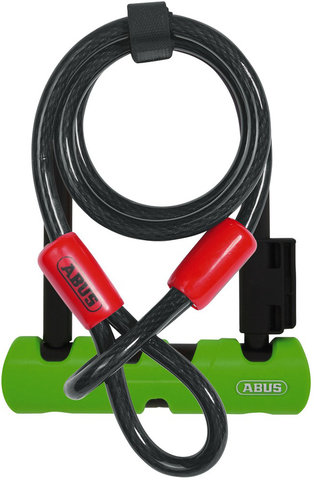 Ultra Mini 410 U-Lock w/ Looped Cable - black-green/8 x 14 cm