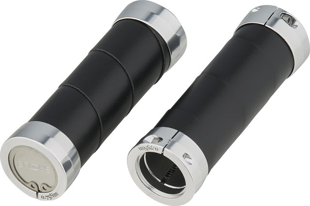 Brooks Slender leather handlebar grips for twist shifters on both sides - black/100 mm