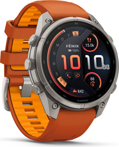 Garmin fēnix 9 Pro – inReach AMOLED Titan 47 mm Multisport-Smartwatch - autumn orange-spark orange