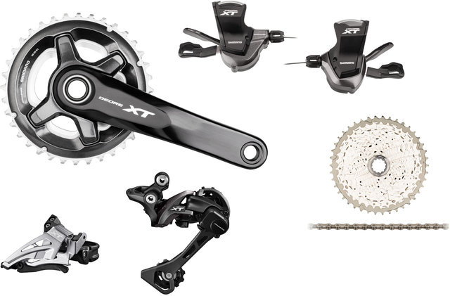 XT M8000 2x11 26-36 Groupset - black/top-swing, low clamp/175.0 mm/clamp/11-42