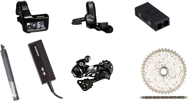 Shimano XT Di2 1x11-speed Upgrade Kit - black/clamp / 11-42 / display incl.