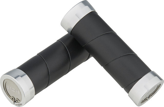 Brooks Slender leather handlebar grips for twist shifters on both sides - black/100 mm