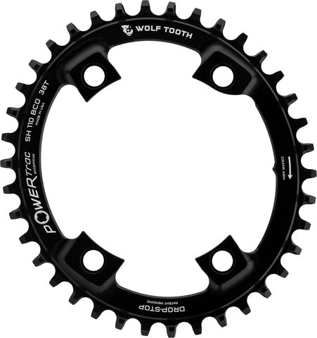 Wolf Tooth Components Plato Elliptical 110 BCD Asymmetric 4 brazos para Shimano - black/38 