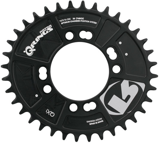 Kettenblatt QX1 MTB, 4-Arm, Q-Rings, 76 mm Lochkreis - schwarz/36 Zähne