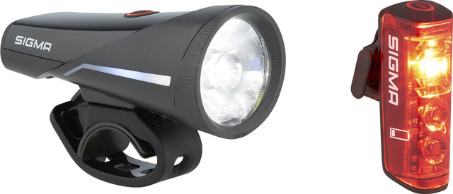 Sigma Aura 100 Front Light + Blaze Link Rear Light LED Set - StVZO approved - black