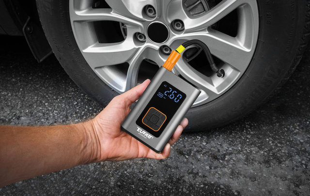 Eufab Mini Kompressor Elektrische Minipumpe - schwarz-silber