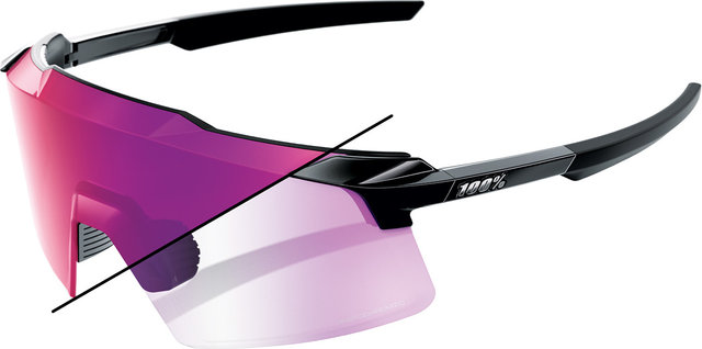 100% Aerocraft Photochromic Sports Glasses - gloss black | purple mirror photochromic