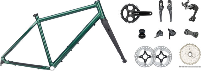bc original Kit de Cadre Flint 28" avec Groupe Shimano GRX RX810 - vert foncé | M | Axe Traversant 12 mm