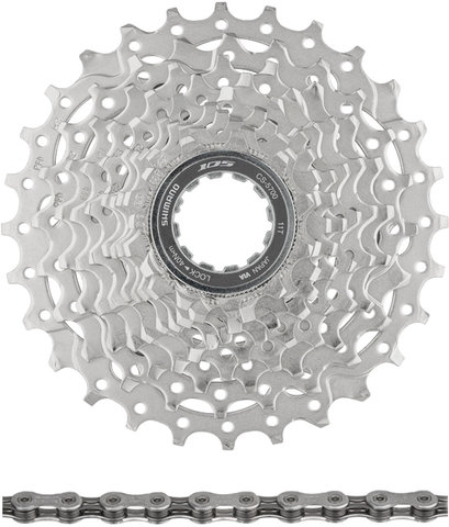 Shimano 105 CS-5700 Cassette + CN-6701 10-speed Chain Wear & Tear Set - silver/11-28