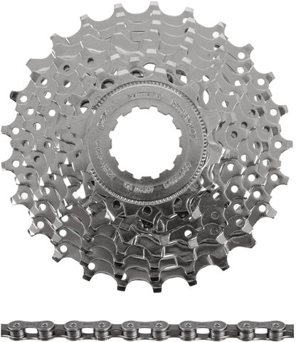 Shimano Set de desgaste Tiagra/Sora Cassette CS-HG50 + Cadena CN-HG53 9 vel. - plata/12-25