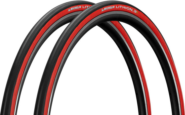 Michelin Lithion 3 28" Folding Tyre Set - red/25-622 (700 x 25c)