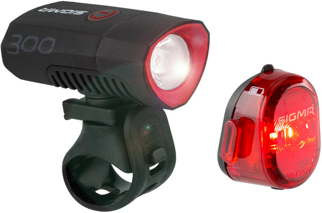 Buster 300 Frontlicht + Nugget II Flash Rücklicht LED Beleuchtungsset - schwarz/universal