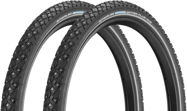 Schwalbe Cubierta de alambre con spikes Marathon Winter Plus 24" en set de 2 - negro-reflejante/24x1,75 (47-507)