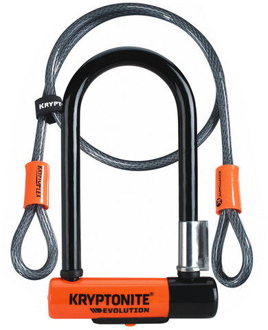 Kryptonite Evolution Mini 7 Bügelschloss mit Kryptoflex® Kabel - schwarz-orange/8,3 x 17,8 cm