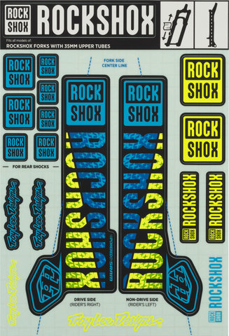 RockShox Troy Lee Designs Decal Kit f.Pike/Lyrik/Yari/Domain/Revelation c. 2018 - blue-yellow