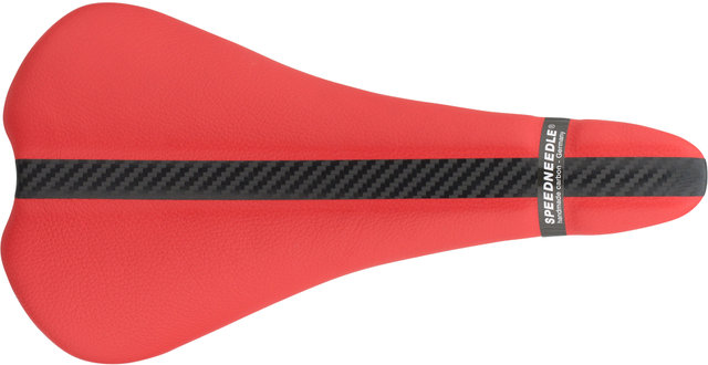 Sillín con cuero Speedneedle 20TWENTY Carbon - rojo/135 mm