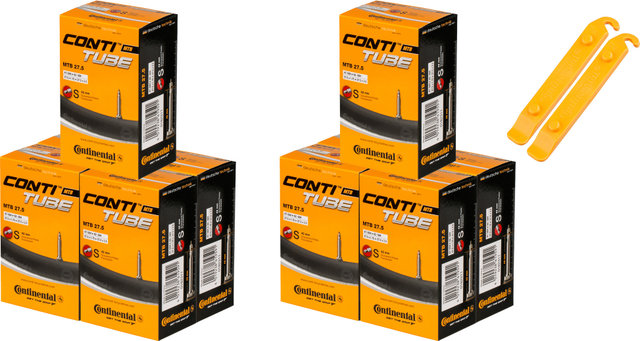 Continental MTB 27.5 Inner Tube Set - 10 Inner Tubes + 2 Free Tyre Levers - universal/Presta Valve (SV)/47-584 to 60-584/27.5x1.75-2.4 Presta 42 mm/42 mm