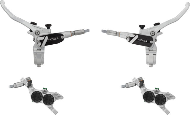 Hope Tech 4 E4 v+h Set Scheibenbremse mit Stahlflexleitung - silver-black/Set/links/rechts (seitenspezifisch)