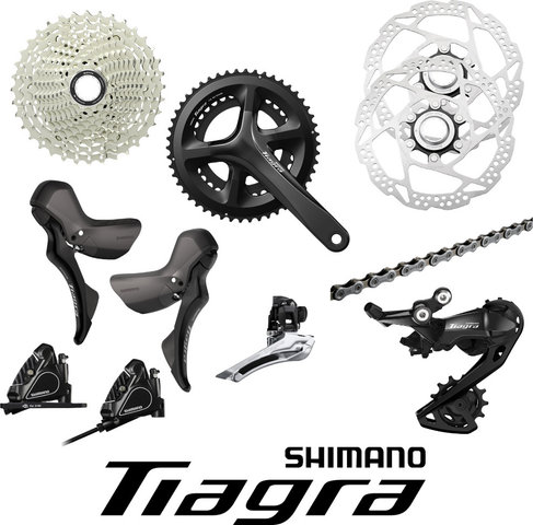 Shimano Tiagra R4000 Group 2x11 - black | 165,0 mm | 11-36 | 34-50 | Braze-on