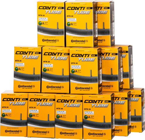 Continental MTB 26 Inner Tube Set - 25 Inner Tubes + 2 Free Tyre Levers - universal/Presta Valve (SV)/33-622 to 46-622/26x1.75-2.5 Presta 42 mm/42 mm