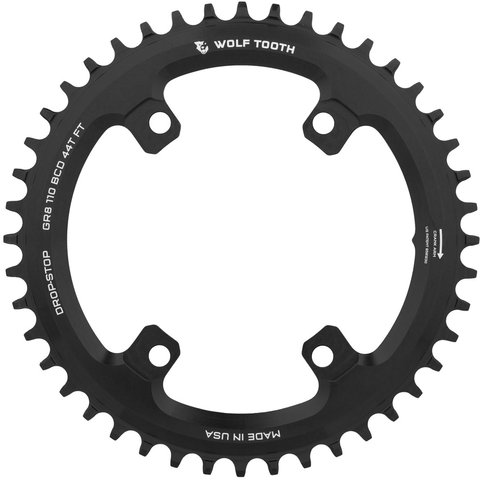 Wolf Tooth Components 110 BCD Asymmetric 4-Arm Chainring for Shimano GRX - black/44 tooth