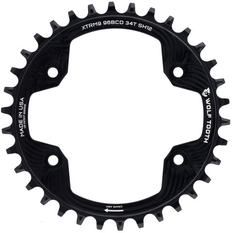 Wolf Tooth Components 96 BCD Kettenblatt Shimano M9000 für HG+ 12-fach Kette - black/34 Zähne