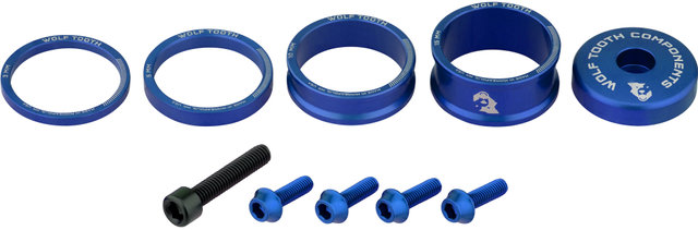 Wolf Tooth Components Set de Capuchon de Direction et Entretoises Anodized Bling Kit - blue/universal
