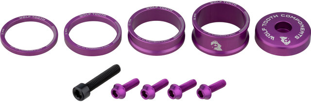 Wolf Tooth Components Set de tapa Ahead y Spacer Anodized Bling Kit - purple/universal
