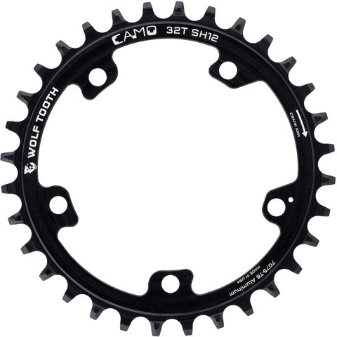 CAMO Aluminium Round Chainring for Shimano HG+ 12-speed Chains - black/32 tooth