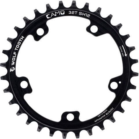 Wolf Tooth Components CAMO Aluminium Round Chainring for Shimano HG+ 12-speed Chains - black/32 tooth