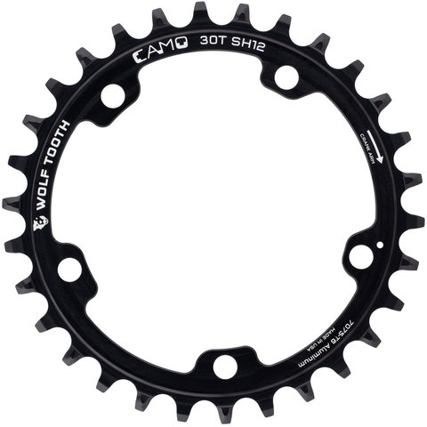 Plato CAMO Aluminium Round para cadena Shimano HG+ 12 velocidades - black/30 dientes