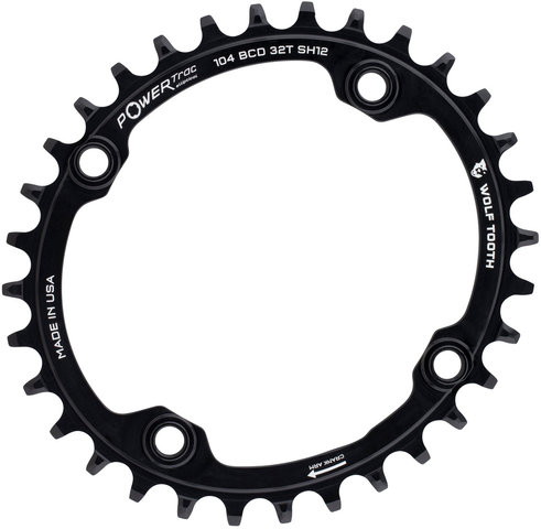 Wolf Tooth Components Elliptical 104 BCD Kettenblatt für Shimano HG+ 12-fach Kette - black/32 Zähne