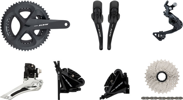 Shimano 105 R7000 2x11 39-53 Disc Brake Groupset - silky black/170.0 mm 39-53, 11-28