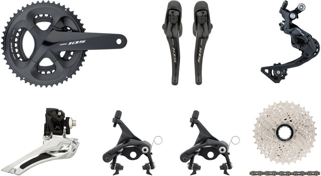 Shimano 105 R7000 2x11 34-50 Groupset w/ Direct Mount (Rear Seatstay) - silky black/172.5 mm 34-50, 11-32