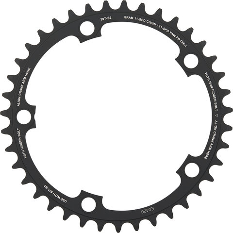 SRAM Kettenblatt Force 22 X-Glide Yaw, 5-Arm, 130 mm Lochkreis - blast black/39 Z