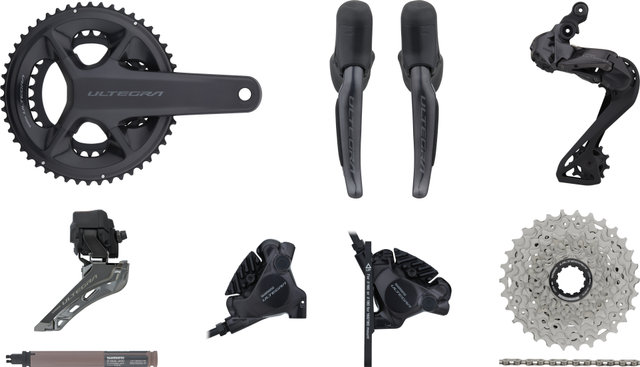Shimano Ultegra Di2 R8150 Gruppe 2x12 34-50 mit Scheibenbremse - anthrazit | Shimano Road | 11-30 | Shimano Road | 172,5 mm | Anlöt | ohne | 34-50