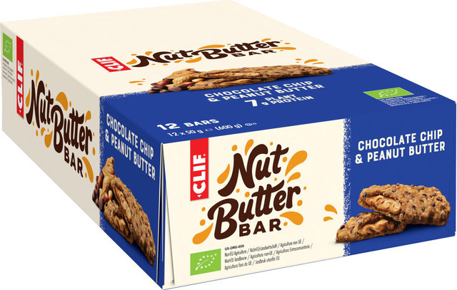CLIF Bar Barres Énergétiques Nut Butter - 12 Pièces - chocolate chip & peanut butter | chocolate chip & peanut butter