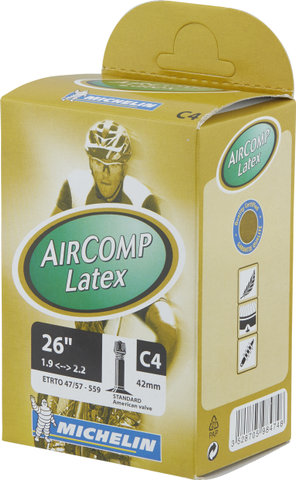 Michelin C4 Aircomp Latex MTB inner tube for 26" tyres - universal/47-559 to 57-559/Schrader Valve (AV)/47/57-559 Schrader 42 mm/42 mm