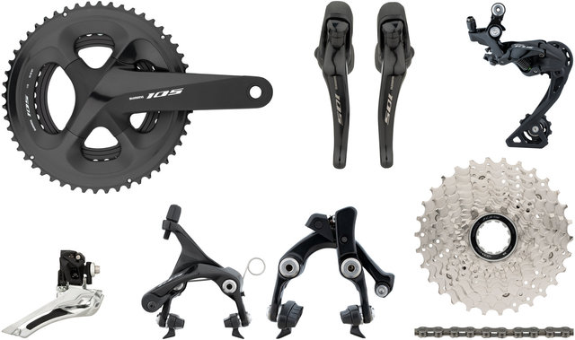 Shimano 105 R7000 2x11 36-52 Groupset w/ Direct Mount (Rear Chainstay) - silky black/172.5 mm 36-52, 11-30