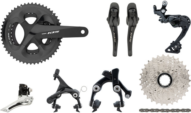105 R7000 2x11 39-53 Groupset w/ Direct Mount (Rear Chainstay) - silky black/172.5 mm 39-53, 11-30