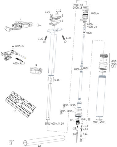 RockShox Ersatzteile Reverb Stealth Sattelstütze (B1 / 2017 - 2019) - 12/universal