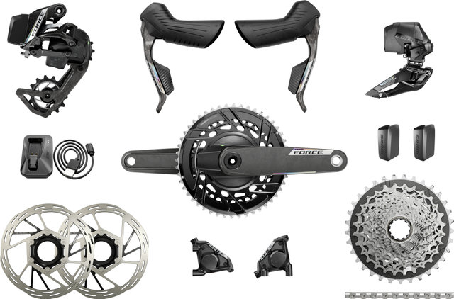SRAM Force E1 AXS HRD FM Powermètre Groupe 2x12 vitesses 35-48 - 172,5 mm/10-33/À braser