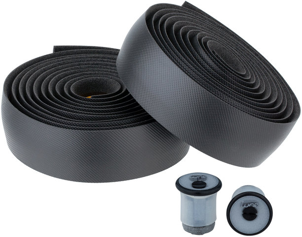 Lenkerband und Lenkerendstopfen Set - schwarz-silber/universal