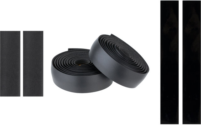 Handlebar Tape and Bar End Plug Set - black-silver/universal