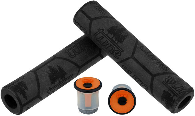 tune Set de puños y tapones de manillar - negro-naranja/130 mm