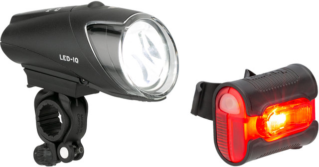 Set de iluminación LED Ixon IQ Premium + Ixback Senso con aprob. StVZO - negro/universal